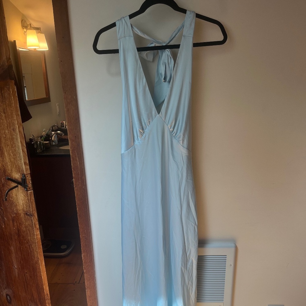 Halter light blue maxi dress